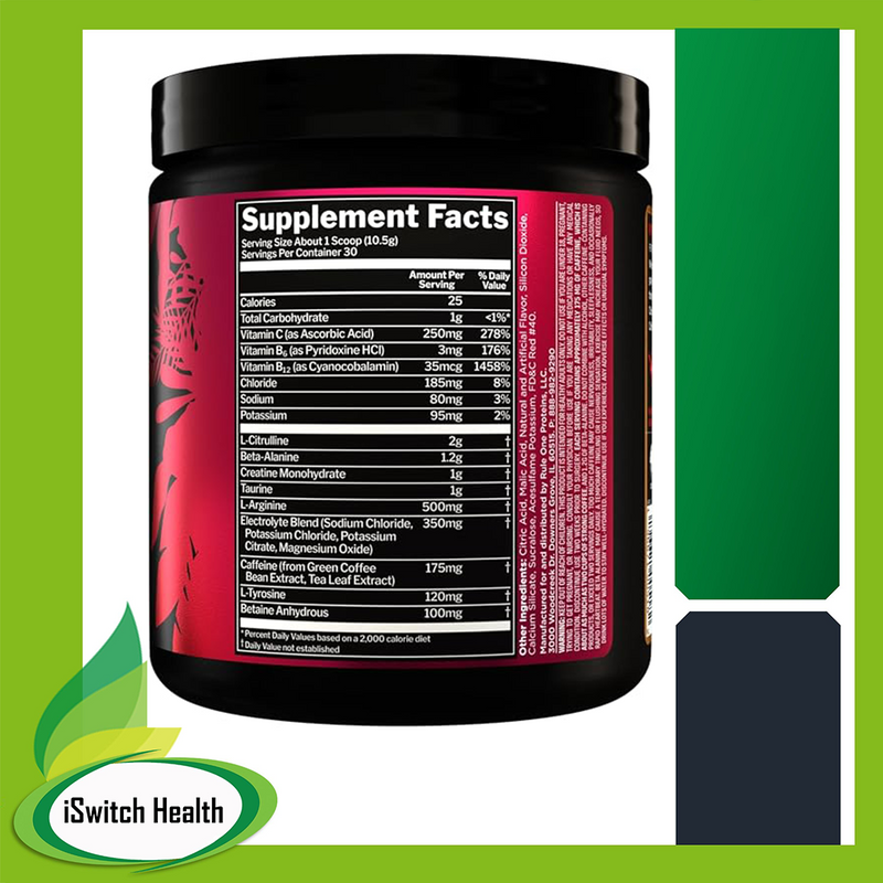 Rule 1 R1 Roar 30 Servings ,, 315g. | Fruit Punch | Pre-Workout | Boost Energy & Power. RULE 1 R1