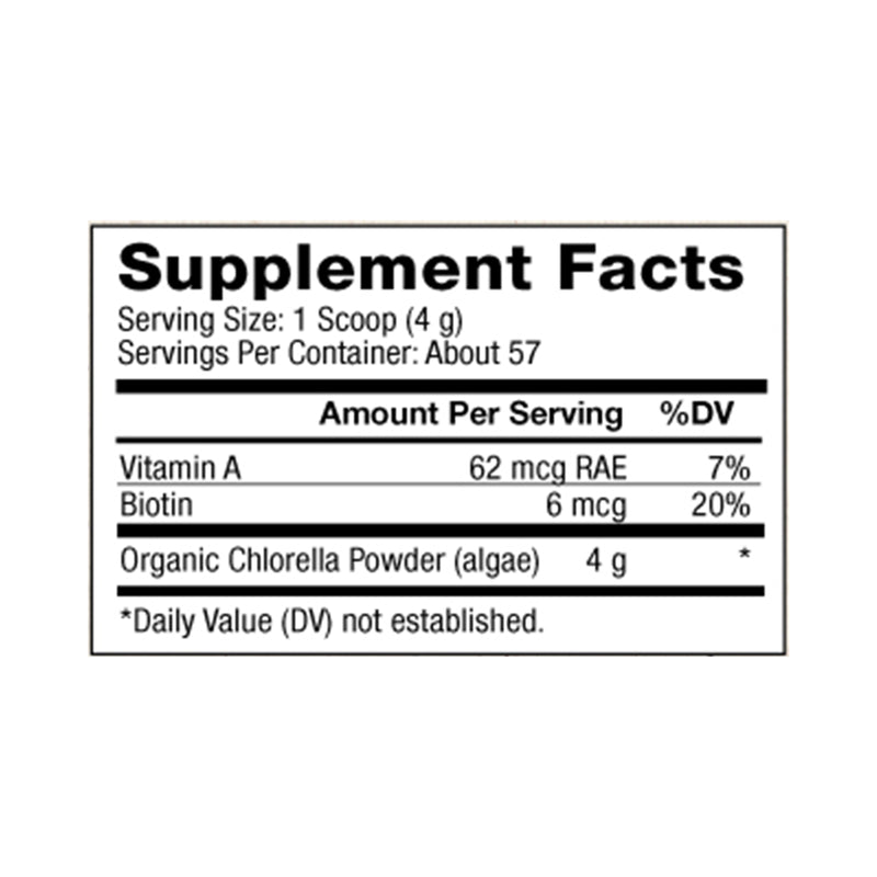 BareOrganics USA-Imported Raw Organic Chlorella Powder (Cracked Cell Wall) - 8oz - 227g