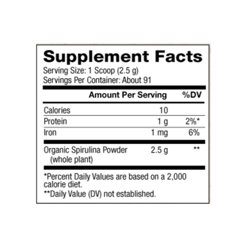 BareOrganics USA-Imported Raw Organic Spirulina Powder - 8oz - 227g