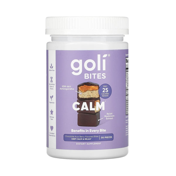 Goli Calm Bites - Keep Calm & Relax Chocolate Acai Berry Flavored Bites - 30 Choco Pieces