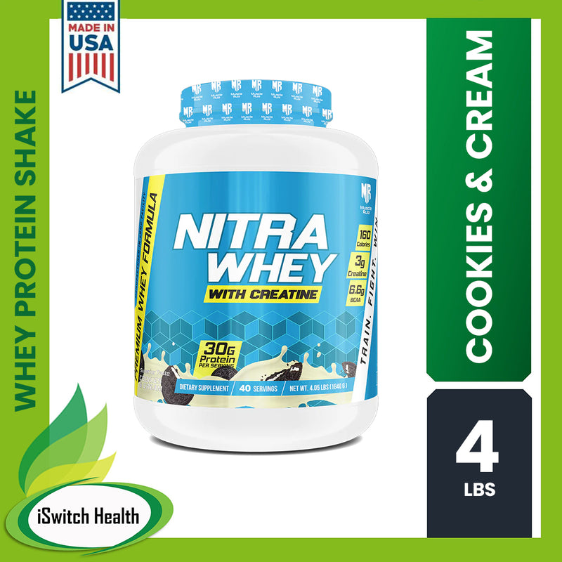 Muscle Rulz Nitra Whey with Creatine + BCAA - 4 LBS  Supports Muscle Growth, Strength, and Endurance