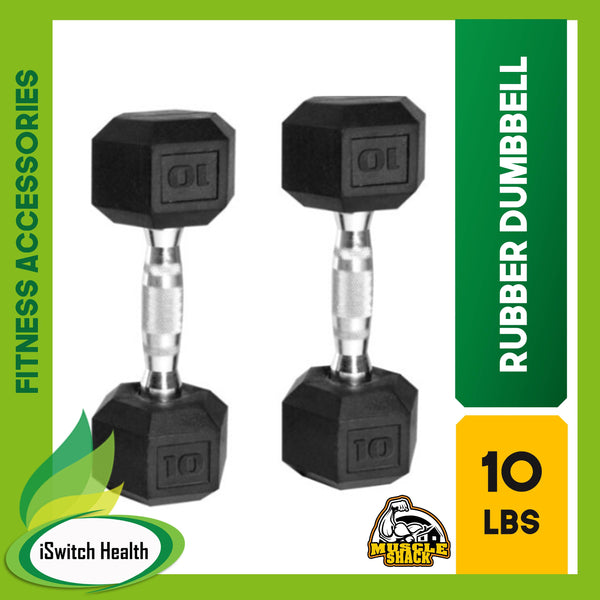 MS Fitness Sports Hexagon Rubber Dumbbell - 1PC