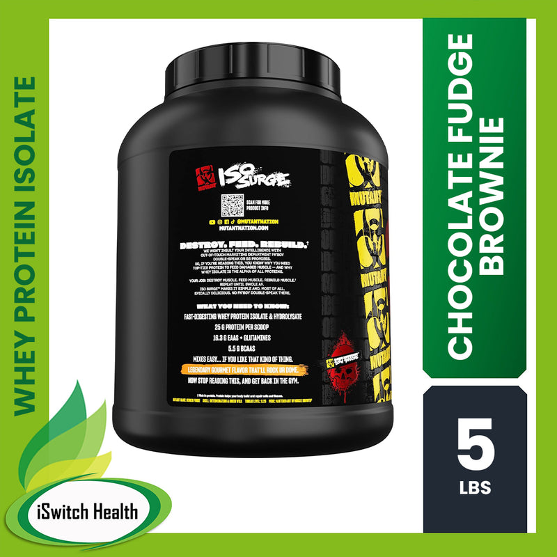 MUTANT ISO SURGE - WHEY PROTEIN ISOLATE & HYDROLYSATE - 5LBS - CHOCOLATE FUDGE BROWNIE