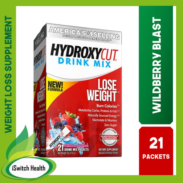 MuscleTech Hydroxycut Weight Loss Drink Mix - 21 Packets Wildberry Blast