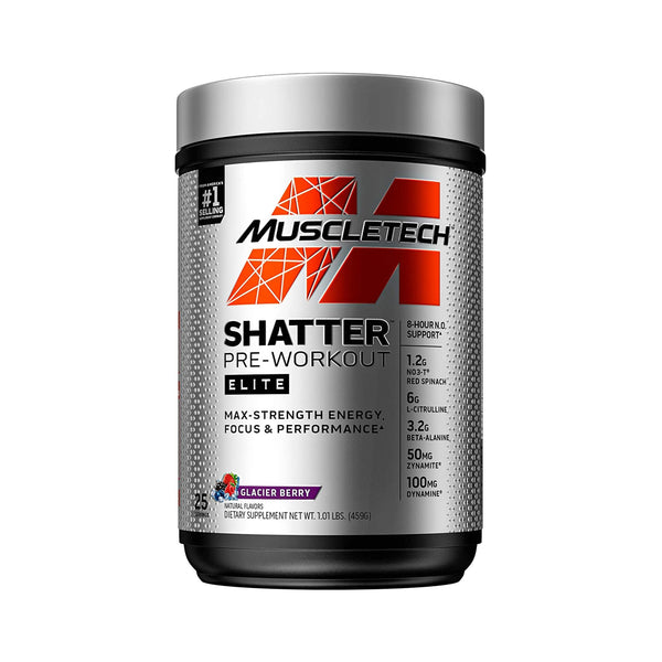 MuscleTech Shatter Elite Pre-Workout - 25 Servings - Glacier Berry