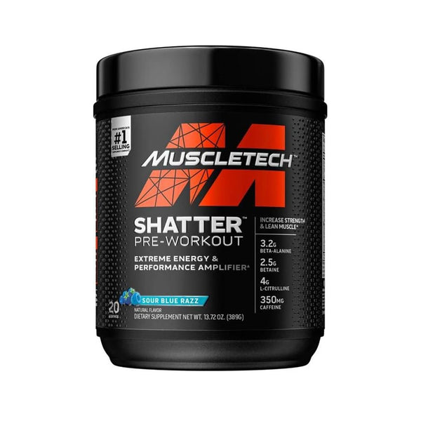 MuscleTech - Shatter Pre Workout - Sour Blue Raspberry - 20 Servings