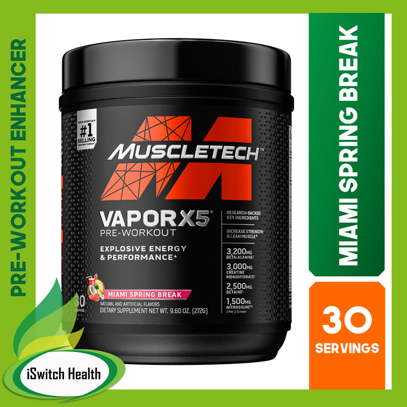 MuscleTech Vapor X5 Pre-Workout - 30 Servings | Preworkout Powder | Preworkout Supplement