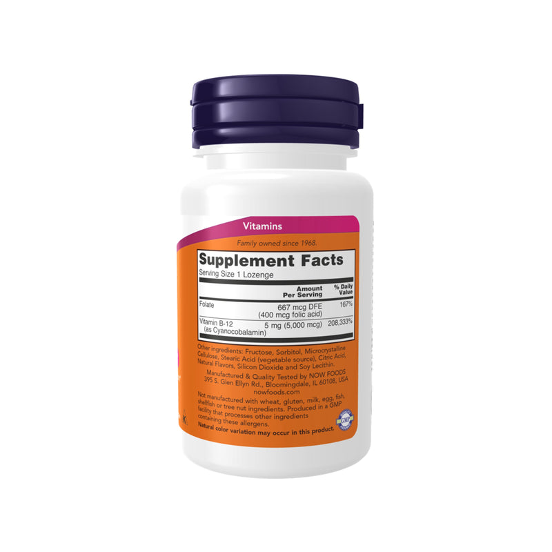 Now Foods Vitamin B-12 (5,000mcg) With Folic Acid - 60 Lozenges