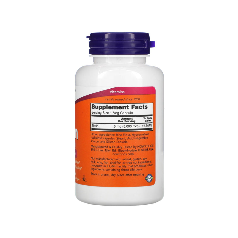 Now Foods Biotin 5000mcg - 120 Veggie Capsules