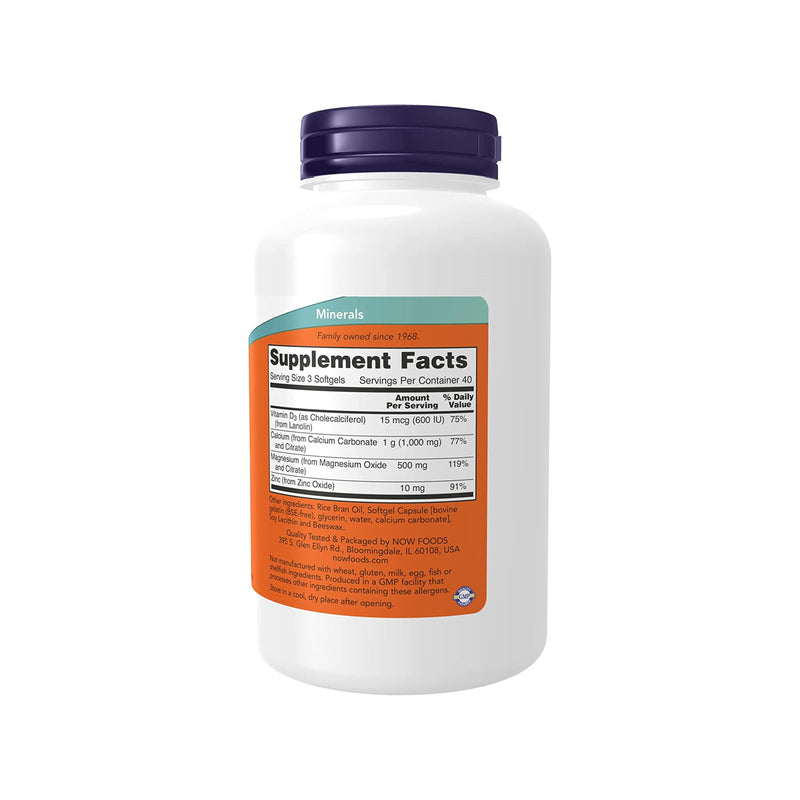 Now Foods Calcium & Magnesium W/ Vitamin D-3 & Zinc - 120 Softgels