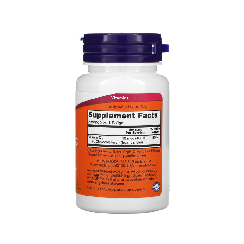 Now Foods Vitamin D-3 (1,000 IU) - 180 Softgels