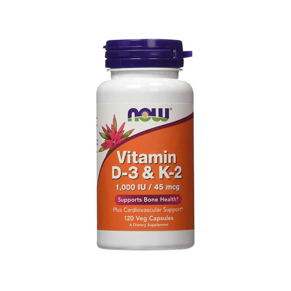 Now Foods Vitamin D-3 & K-2 (1,000 IU / 45mcg) - 120 Veggie Capsules