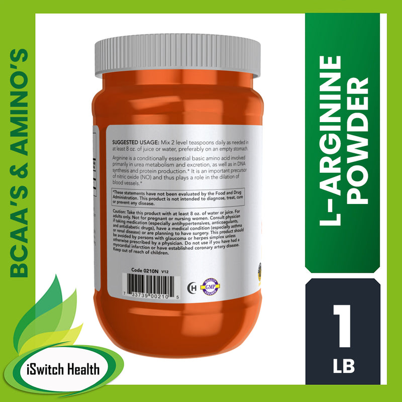 NOW FOODS L-ARGININE POWDER (AMINO ACIDS) - 1LB /454GRAMS