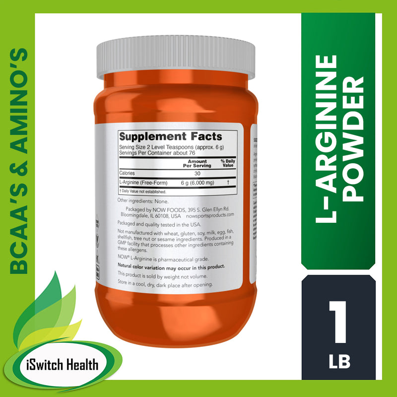 NOW FOODS L-ARGININE POWDER (AMINO ACIDS) - 1LB /454GRAMS