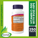 NOW FOODS VITAMINC-500 WITH ROSE HIPS FOR ANTIOXIDANT PROTECTION 250 TABLETS