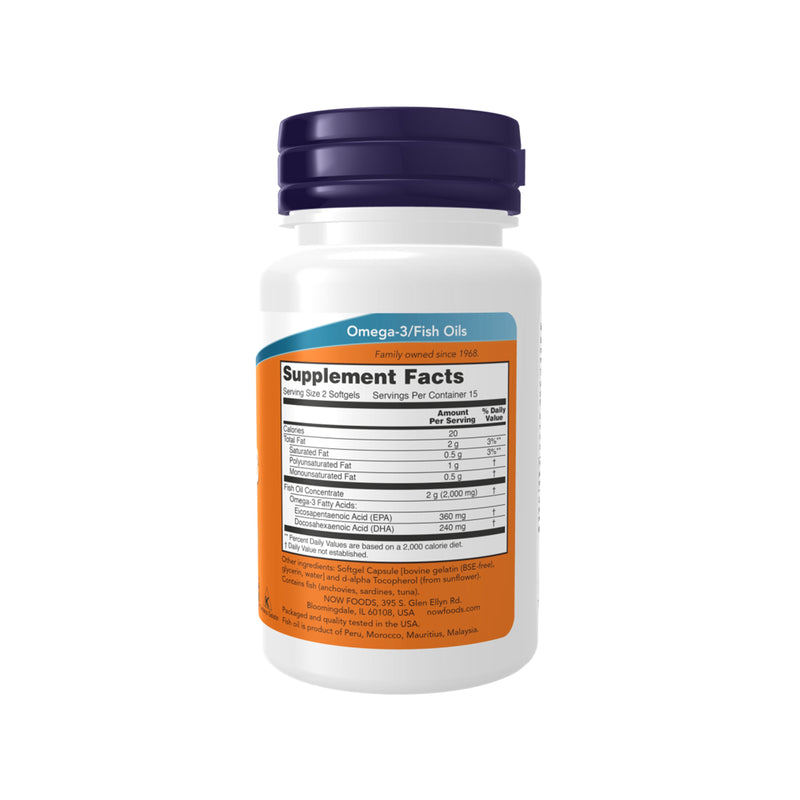 Now Foods Omega-3 Fish Oil (Molecularly Distilled) - 100 Softgels