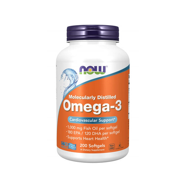 Now Foods Omega-3 Fish Oil (Molecularly Distilled) - 200 Softgels