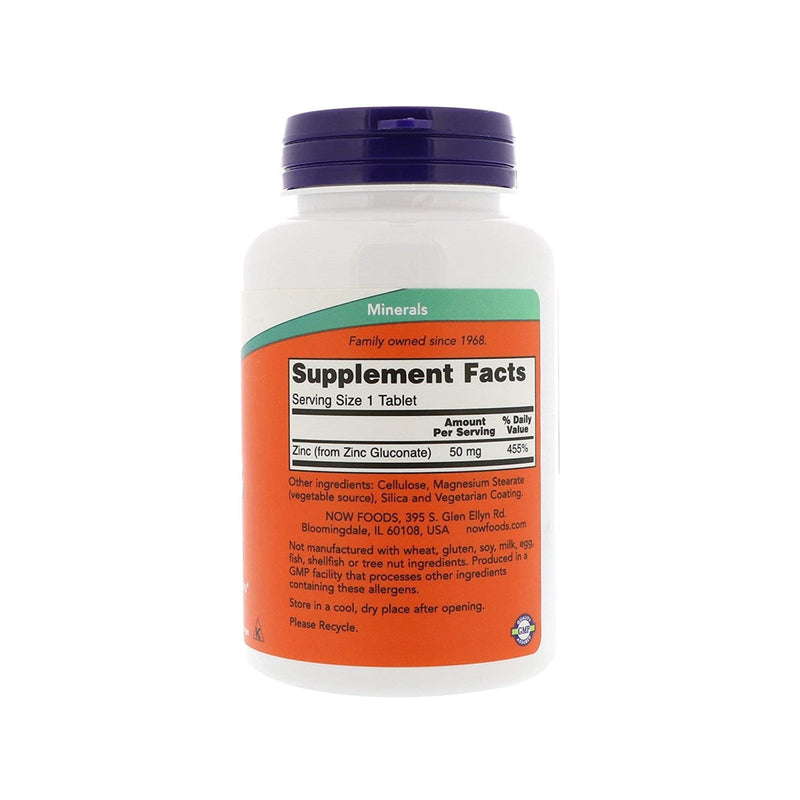 Now Foods Zinc Gluconate (50mg) - 100 Tablets