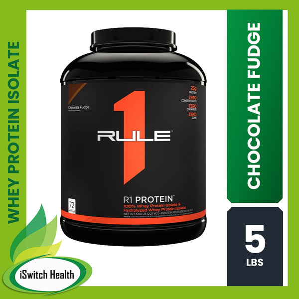 RULE 1 R1 PROTEIN - 100% WHEY PROTEIN ISOLATE & HYDROLYSATE - 5LBS - CHOCOLATE FUDGE