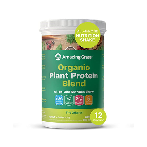 Amazing Grass Organic Plant Protein Blend – Al-In-One Nutrition Shake The Original - 12 Servings