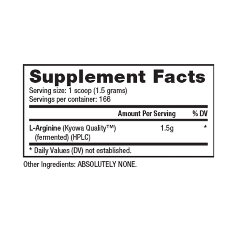 NutraBio Arginine Powder - 250g - Unflavored