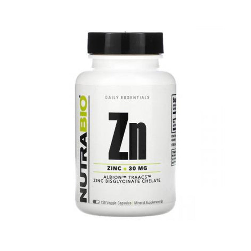 NutraBio Chelated Zinc - 30mg - 120 Capsules