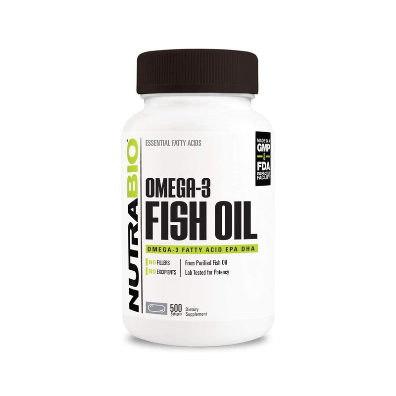 NutraBio Omega 3 Fish Oil - 500 Softgels