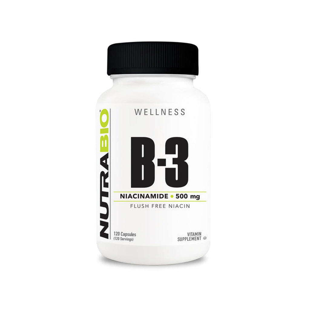 NutraBio Vitamin B-3 (Niacinamide) - 500mg - 120 Capsules