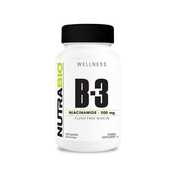 NutraBio Vitamin B-3 (Niacinamide) - 500mg - 120 Capsules