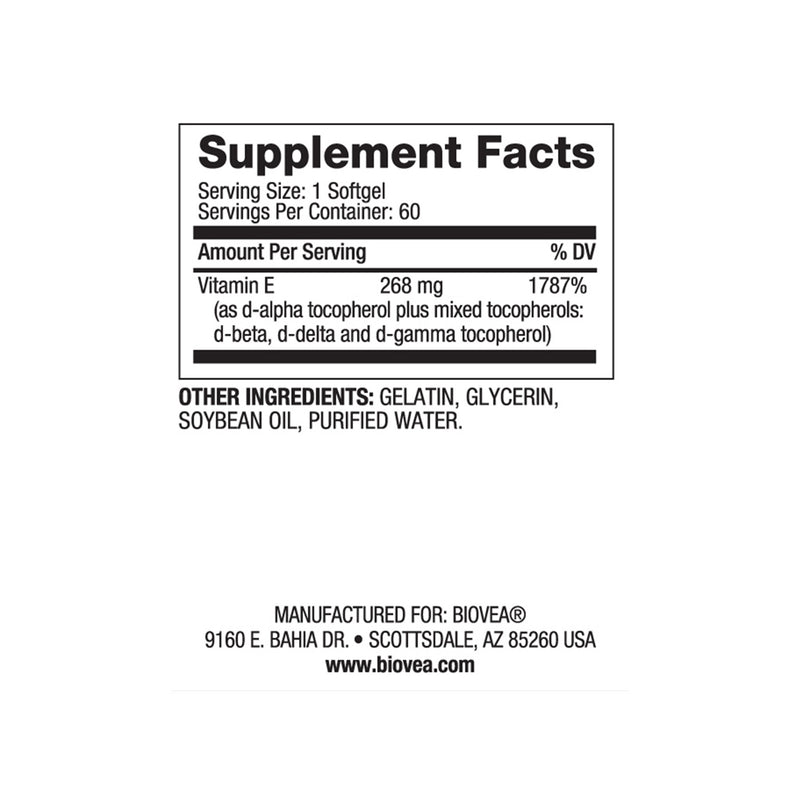 Biovea Vitamin E (267mg | 400 IU) - 60 Softgels