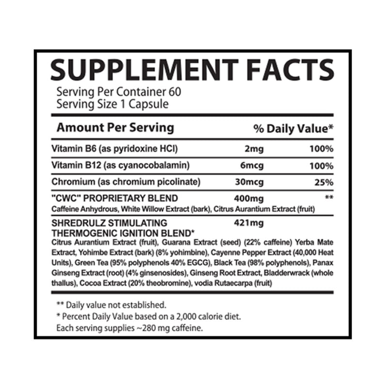 Muscle Rulz Shred Rulz Fat Burner - 60 Capsules