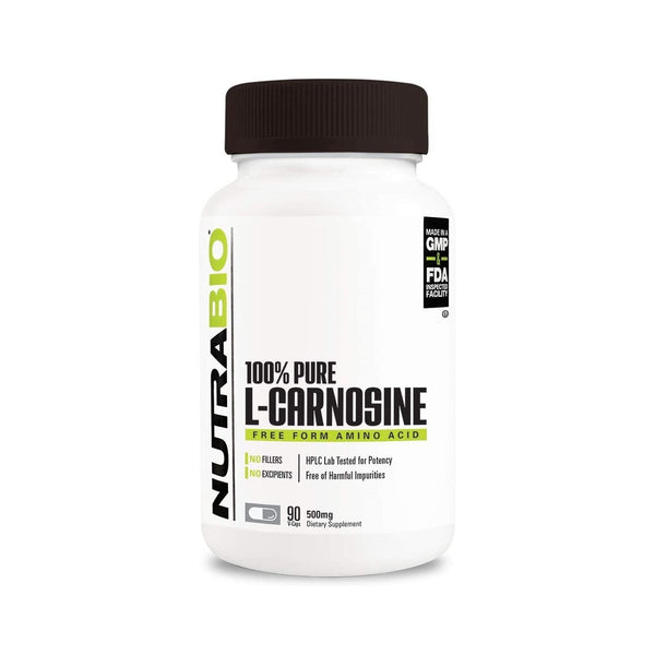 NutraBio L-Carnosine (500mg) - 90 Capsules